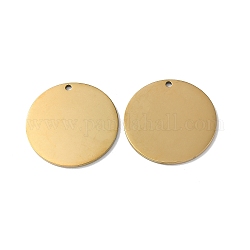 304 Stainless Steel Pendants, Stamping Blank Tag, Flat Round Charm, Real 18K Gold Plated, 28x1.3mm, Hole: 1.8mm