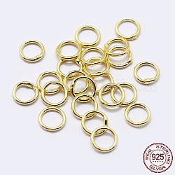 925 anillos redondos de plata esterlina, anillos de salto soldados, anillos de salto cerradas, dorado, 21 calibre, 6x0.7mm, diámetro interior: 4 mm
