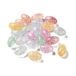 Perles en verre craquelé transparentes, ovale, couleur mixte, 13x8mm, Trou: 1.5mm