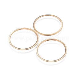 201 Edelstahl verbindet Ringe, Ring, echtes 24k vergoldet, 22x0.6 mm, Innendurchmesser: 18~19 mm