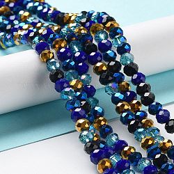 Chapelets de perles en verre, facette, rondelle, bleu moyen, 6x5mm, Trou: 1mm, Environ 85~88 pcs/chapelet, 16.1~16.5 pouce (41~42 cm)