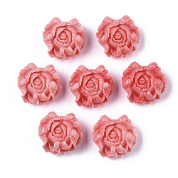 Синтетических коралловые подвески, цветок, окрашенные, ярко-розовый, 19x20.5x12 мм, отверстие : 1.2 мм