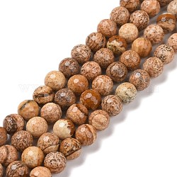 Chapelets de perles en jaspe avec images naturelles, facetté (128 facettes), ronde, 8.5mm, Trou: 1.2mm, Environ 44 pcs/chapelet, 14.76'' (37.5 cm)