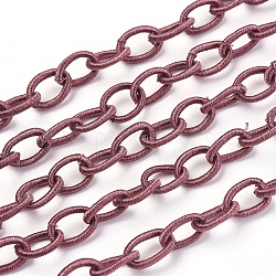 Handmade Nylon Cable Chains Loop, Oval, Pale Violet Red, 8~9x11~13x2mm, about 85cm/strand, 33.5 inch