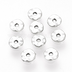 Tibetan Style Alloy Spacer Beads, Wave Flat Round, Cadmium Free & Lead Free, Antique Silver, 5x1.5mm, Hole: 1mm