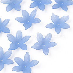 Abalorios de acrílico transparentes, esmerilado, flor, azul aciano, 26x27x6mm, agujero: 1.8 mm, aproximamente 980 unidades / 500 g
