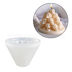 Moldes de vela de silicona diy, para hacer velas perfumadas, pila de calavera de halloween, blanco, 10.8x8.5 cm, diámetro interior: 10 cm