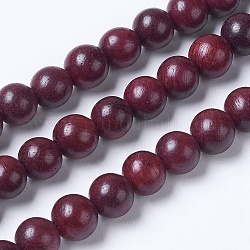 Chapelets de perles en bois naturel, ronde, brun coco, 6mm, Trou: 1mm, Environ 63 pcs/chapelet, 15.1 pouce (38.5 cm)