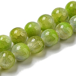 Teñidos de jade natural de hebras, redondo, verde amarillo, 6~6.5mm, agujero: 1 mm, aproximamente 66 pcs / cadena, 15.75 pulgada (40 cm)