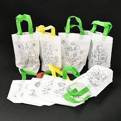 Прямоугольные нетканые diy экологические каракули сумки, с ручками, для детей поделки своими руками, Смешанные узоры, 360 мм