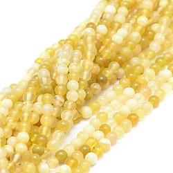 Natural Yellow Opal Beads Strands, Round, Grade A, 4mm, Hole: 0.7mm, about 100pcs/strand, 15.94 inch(40.5cm)