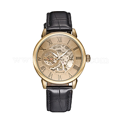 合金の腕時計ヘッド機械式時計  PU leartherコード時計バンド付き  アンティークブロンズ  254x20ミリメートル  ウオッチヘッド：48x45x13ミリメートル ：ウオッチフェス：35ミリメートル