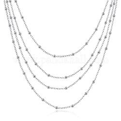 Messing abgestufte Halsketten, geschichteten Halsketten, lange halsketten für damen, silberfarben plattiert, 18 Zoll