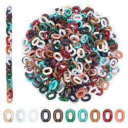 Wadorn 400 pièces 10 couleurs anneaux de liaison en acrylique, connecteurs à liaison rapide, pour la fabrication de chaînes de bijoux, style de pierres fines imitation, ovale, couleur mixte, 19x14.5x4.5mm, diamètre intérieur: 10x5.5 mm, 40 pcs / couleur