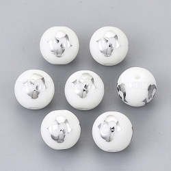 Perles en verre electroplate, rond avec motif de constellations, platinée, Poissons, 10mm, Trou: 1.2mm
