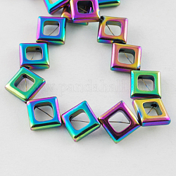 Unmagnetische synthetischen Hämatitkornen Stränge, Klasse A, Rhombus, Multi-Farbe plattiert, 13x13x2 mm, Bohrung: 1 mm, ca. 24 Stk. / Strang, 15.5 Zoll