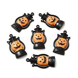 Pendentifs d'émail en alliage, Halloween pumpkin jack-o'-lantern, électrophorèse noir, 30x16.5x4mm, Trou: 1.5mm