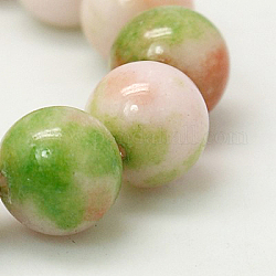 Abalorios de jade hebras, jade blanco natural, teñido, redondo, colorido, 6mm, agujero: 1 mm, aproximamente 69 pcs / cadena, 15.7 pulgada