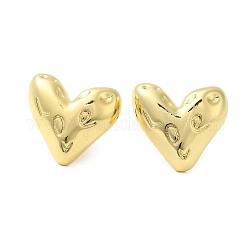 Boucles d'oreilles en forme de coeur en laiton plaqué en rack, sans cadmium et sans plomb, véritable 18k plaqué or, 19.5x21.5mm
