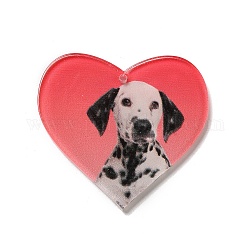 Pendentifs acryliques opaques, chien, cœur, cramoisi, 37x40x2mm, Trou: 1.6mm