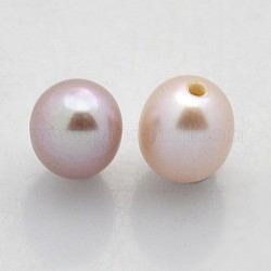Perle coltivate d'acqua dolce perla naturale, mezzo forato, riso, cardo, 5~6x4.5~5mm, mezzo buco: 1 mm