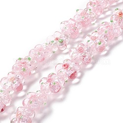 Fili di perline murano fatto a mano, accidentato, fiore, roso, 13.5~14x14.5~15x7~8mm, Foro: 1.4 mm, circa 28pcs/filo, 14.57 pollice (37 cm)