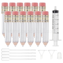 DIY Lip Glaze Bottles, Lip Glaze Tube, Empty Bottles with Lid, with Disposable Plastic Transfer Pipettes, Plastic Funnel Hopper, Screw Type Hand Push Glue Dispensing Syringe(without needle), Mixed Color