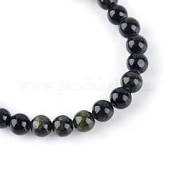 Chapelets de perles de pierres en jade jaune teinte, ronde, vert olive foncé, 4mm, Trou: 0.5mm, Environ 95 pcs/chapelet, 15.7 pouce