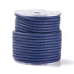 Cordón trenzado de cuero, cable de la joya de cuero, material de toma de diy joyas, azul medio, 5mm, alrededor de 21.87 yarda (20 m) / rollo
