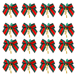 スーパーファインディング 40 個ポリエステルちょう結び  ギフトプルボウ  鉄線ツイストタイとベル付き  DIYギフトラップ装飾用  クリスマスパーティーの装飾  ファイヤーブリック  68~76x69x8mm