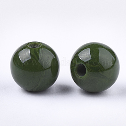 Perles en résine, pierre d'imitation, ronde, verte, 12mm, Trou: 2mm