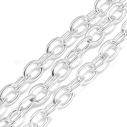 Chaînes de câbles en aluminium, non soudée, ovale, gainsboro, 9x6.5x1.4mm, environ 100 m / sac