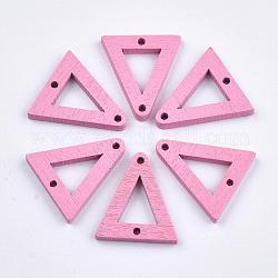 Bemalte Pappelholzglieder, Dreieck, rosa, 21x19x3 mm, Bohrung: 1.4 mm