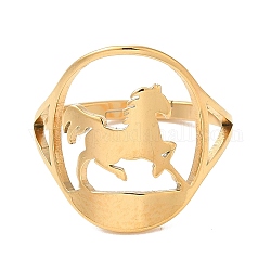 Placcatura ionica (ip) 304 anello regolabile per cavallo in acciaio inossidabile da donna, vero placcato oro 18k, misura degli stati uniti 6 (16.5mm)