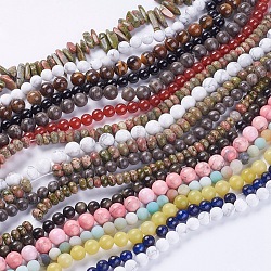 Chapelets de perles en pierre précieuse naturelle et synthétique, formes mixtes, couleur mixte, 4~18x3~10mm, Trou: 1mm, Environ 22~60 pcs/chapelet, 13 pouce ~ 15.7 pouces
