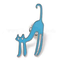 Pin de esmalte de gato, insignia de aleación de animales de dibujos animados para ropa de mochila, Platino, cielo azul profundo, 43.5x23x1.5mm