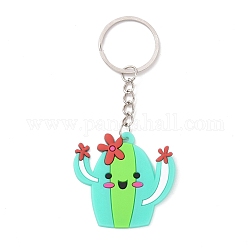 Porte-clés en plastique pvc dessin animé, pour porte-clés cadeau de décoration de fête de vacances mexicaines, motif de cactus, 10 cm, pendentif: 44x45x3 mm