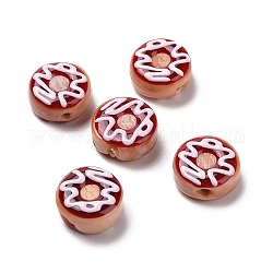 Brins de perles en émail au chalumeau faits à la main, donut, chocolat, 15.5x7~8.5mm, Trou: 1.5mm, Environ 25 pcs/chapelet