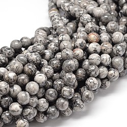 Brins de perles en pierre de carte naturelle, ronde, perles de jaspe picasso, 4mm, Trou: 1mm, Environ 90 pcs/chapelet, 15.7 pouce