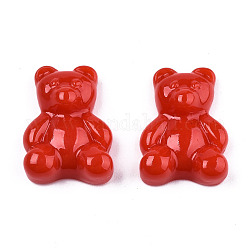 Cabuchones de resina opacos, oso, rojo, 20x15x6~7mm