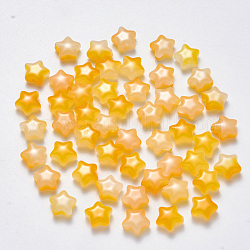 Imitation de perles de verre de jade, deux tons, étoiles du nord, jaune, 8x8.5x4mm, Trou: 1mm