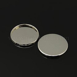 Brass Cabochon Settings, DIY Material for Hair Accessories, Lead Free and Cadmium Free, Flat Round, Platinum Color, about 20mm in diameter, Tray: 18mm