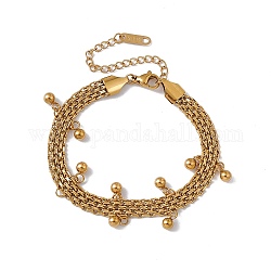 316 braccialetto con ciondolo a sfera tonda in acciaio inossidabile con catene a maglie da donna, oro, 6-1/2 pollice (16.5 cm)