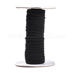 Cordon élastique en caoutchouc plat, sangle vêtement accessoires de couture, noir, 6 mm, environ 30 m/rouleau