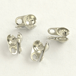 Iron Bead Tips, Calotte Ends, Cadmium Free & Lead Free, Clamshell Knot Cover, Platinum, 8x6x4mm, Hole: 2mm, 4.5mm inner diameter
