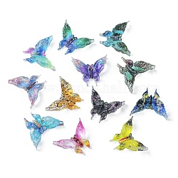 Cabochon in resina traslucida, farfalla, colore misto, 9.5x11x3mm