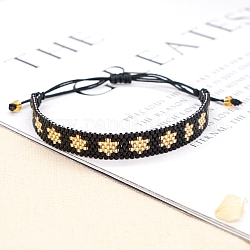 Bracelets de perles tressées étoile de david réglables, perles en verre de graine bracelets, Bracelets de cordon en nylon, noir, 11 pouce (28 cm)