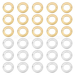 Unicraftale 32pcs 2 couleurs 304 breloques de connecteur en acier inoxydable, anneau, couleur mixte, 13x1mm, Trou: 1mm, 16 pcs / couleur
