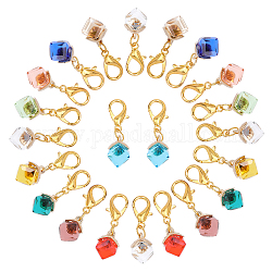 Chgcraft 22 pz ciondoli di cristallo cubico decorazione pendente in vetro del cubo ciondoli con chiusura a moschettone per la creazione di gioielli accessorio collana orecchino