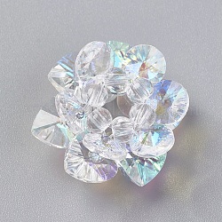 Glas gewebt Perlen, Cluster-Perlen, Lotus, klar ab, 25~28x14 mm, Bohrung: 5 mm